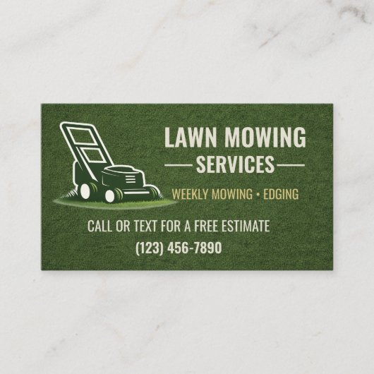 Lawn Mowing Services Business Card 名刺 (正面)