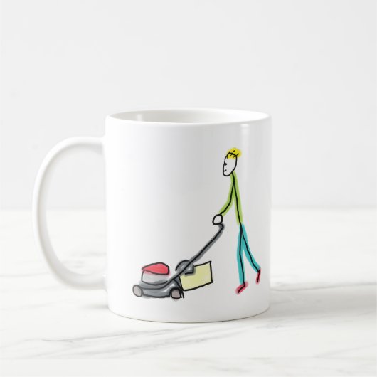 Lawn Mowing Stickman コーヒーマグカップ (左)