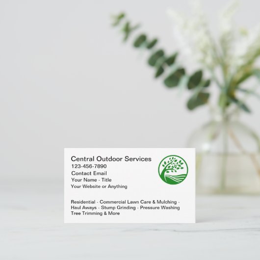 Lawn Outdoor Services Business Cards Mockup  名刺 (スタンド正面)