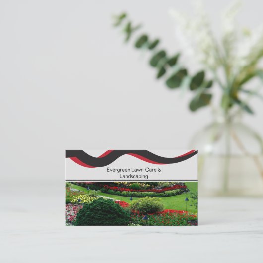 Lawn Photo Red & Black造園名刺 名刺 (スタンド正面)