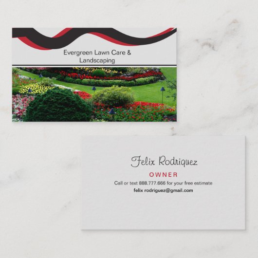 Lawn Photo Red & Black造園名刺 名刺 (正面/裏面)