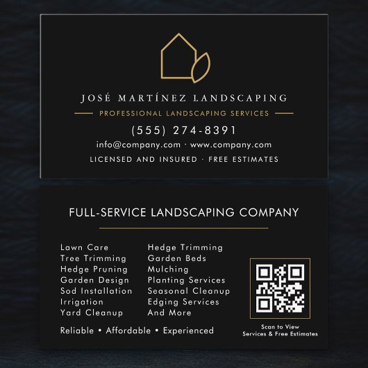 Lawn Service QR Code Landscaping 名刺