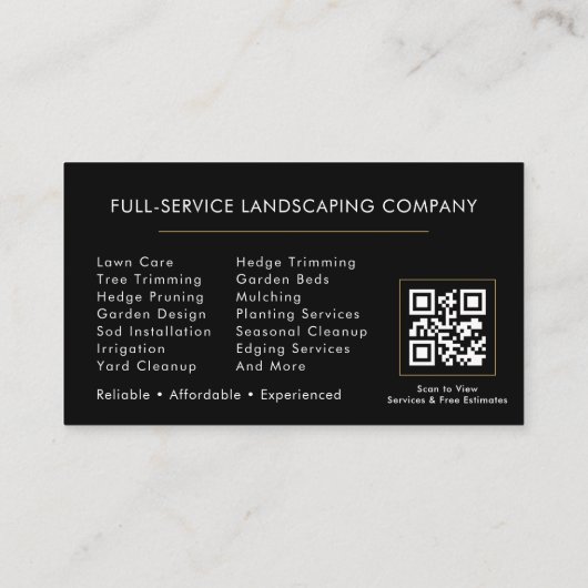 Lawn Service QR Code Landscaping 名刺 (裏面)