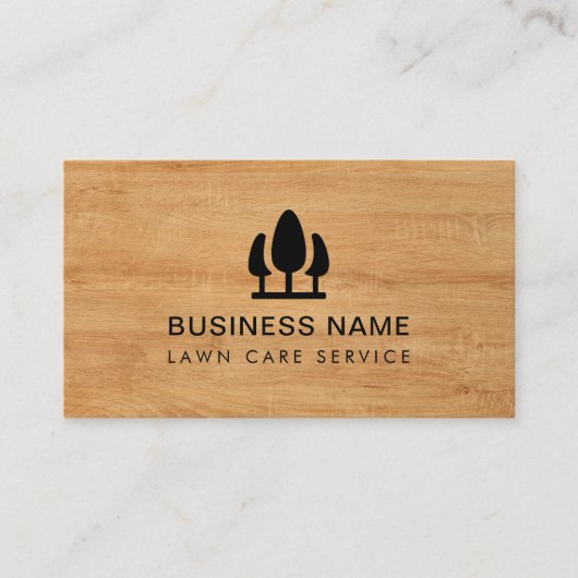 Lawncareロゴウッド素朴名刺 名刺 (正面)