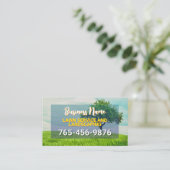 LawnCare、造園、草刈り、ツリーサービス 名刺 (スタンド正面)