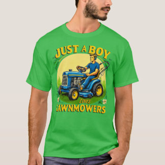 LawnMowers芝生のMoを愛する少年のおもしろい子供たち Tシャツ