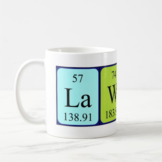 Lawren期別表名mug コーヒーマグカップ (左)