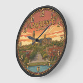 Lawrence Kansas ラージ壁時計 (傾斜)