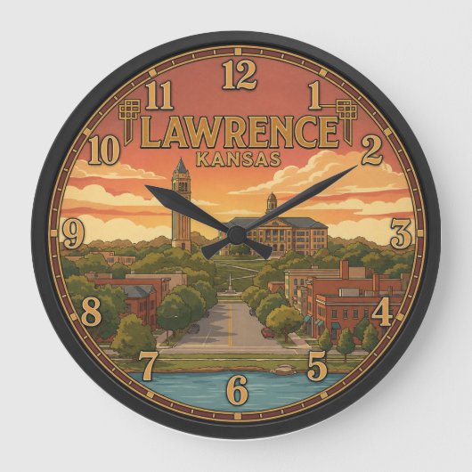 Lawrence Kansas ラージ壁時計 (正面)