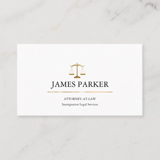 Lawyer Attorney At Law Classy White 名刺 (正面)