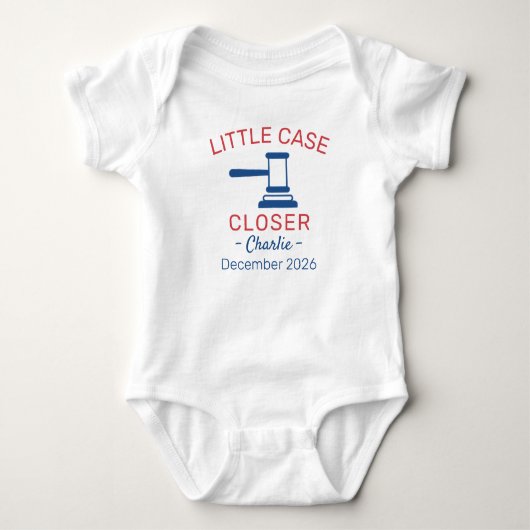 Lawyer Baby Announcement Little Case Closer Lawyer ベビーボディスーツ (正面)
