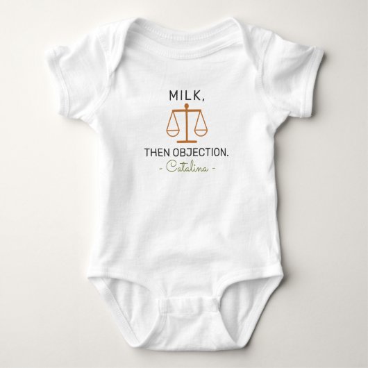 Lawyer Baby Announcement Milk Then Objection - Law ベビーボディスーツ (正面)