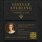Lawyer Black & Gold Attorney at Law QR Code 名刺