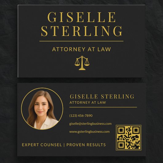 Lawyer Black & Gold Attorney at Law QR Code 名刺