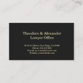 Lawyer Black Modern Business Card 名刺 (裏面)