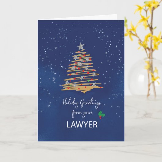 Lawyer Christmas Tree on Navy カード (黄色い花)