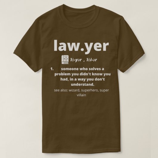 Lawyer Dictionary Definition Funny Gag Gifts for L Tシャツ (デザイン正面)