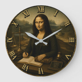 Lawyer Funny Mona Lisa Attorney Justice Gift ラージ壁時計