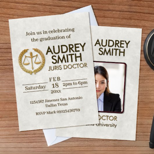 Lawyer Graduation with Photo 招待状