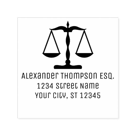 Lawyer Scales of Justice Law Legal #3 Name Address セルフインキングスタンプ (デザイン)