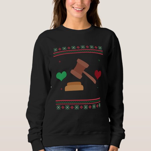 Lawyer Ugly Christmas Sweater Judge Attorney スウェットシャツ (正面)