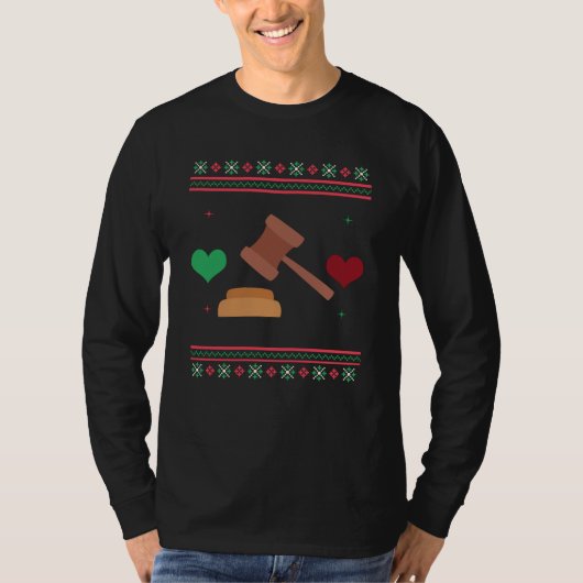 Lawyer Ugly Christmas Sweater Judge Attorney Tシャツ (正面)