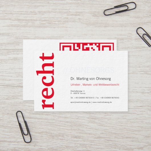 lawyer with red QR Code business card 名刺 (正面/裏面インサイチュ)