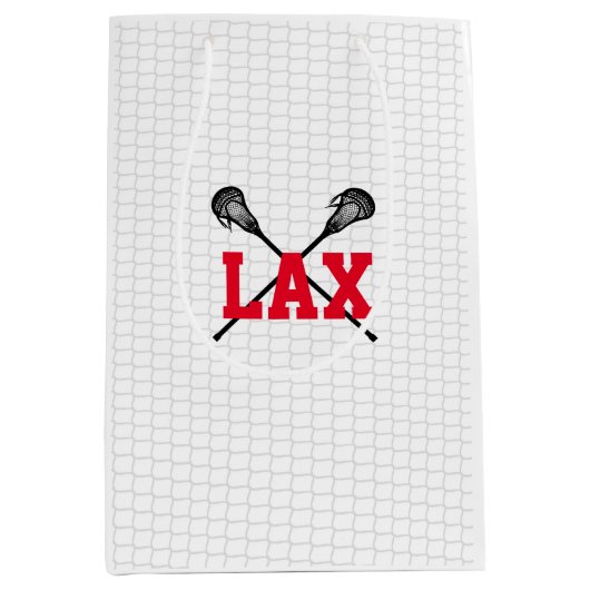 LAXラクロススティックスポーツチームカラーズレッド ミディアムペーパーバッグ (正面)