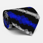 Layered Blue And White Squared On Black Pattern ネクタイ (ロール)