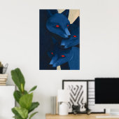 Layered Blue Fox Wall Art - Graphic Etched ポスター (ホームオフィス)