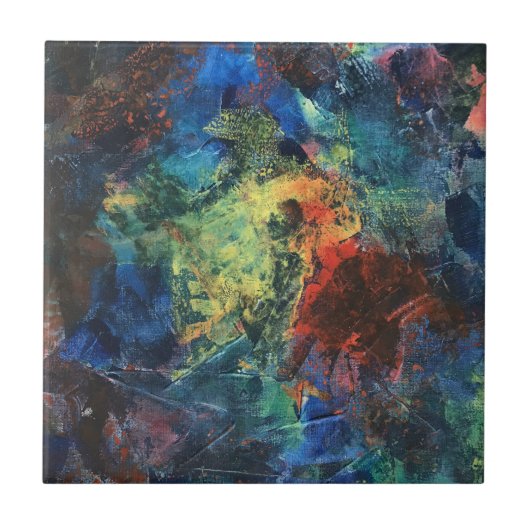 Layered Brushstrokes-Hand Painted Abstract Art タイル (正面)