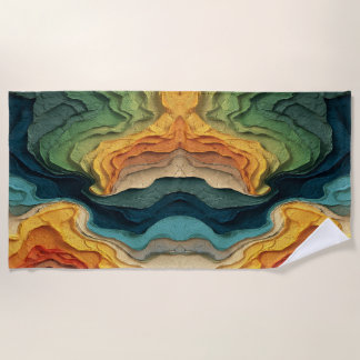Layered Color Flow – Abstract Topographic Art ビーチタオル