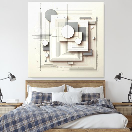Layered Geometric Fusion キャンバスプリント (インサイチュ (寝室))