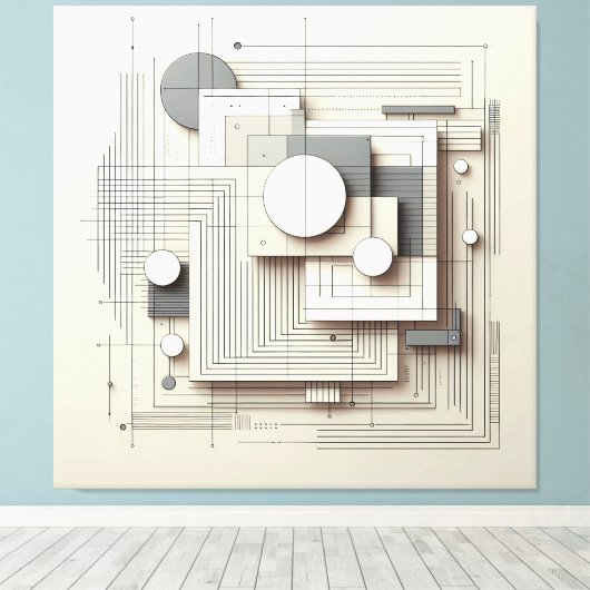 Layered Geometric Fusion キャンバスプリント (インサイチュ (ウッドフロア))