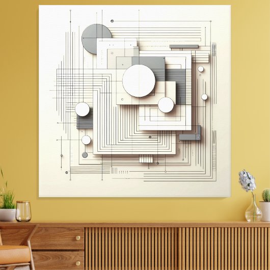 Layered Geometric Fusion キャンバスプリント (インサイチュ (リビング))