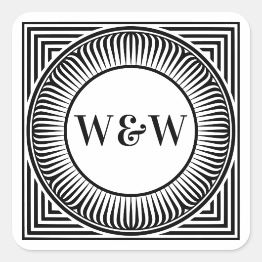 Layered Geometric Monogram Labels - Custom スクエアシール (正面)