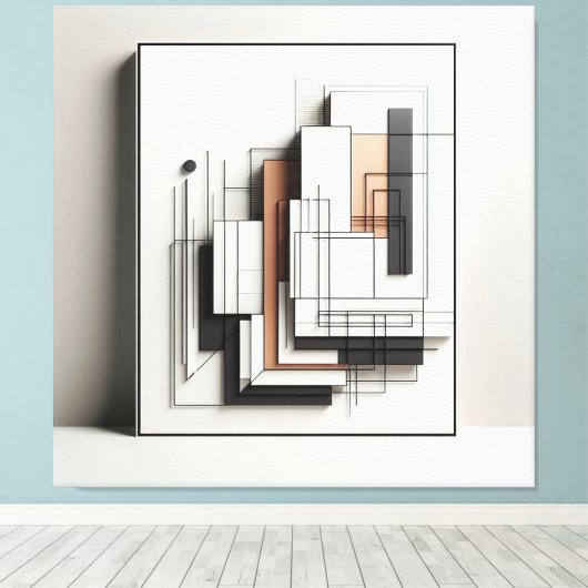 Layered Geometric Structure キャンバスプリント (インサイチュ (ウッドフロア))