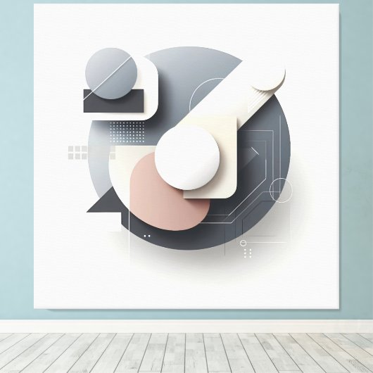 Layered Geometry Spherework キャンバスプリント (インサイチュ (ウッドフロア))