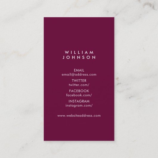 Layered Green and Purple Social Media写真 名刺 (裏面)