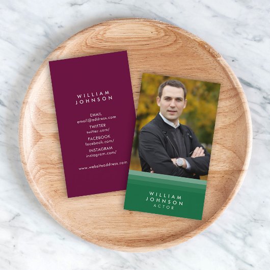 Layered Green and Purple Social Media写真 名刺