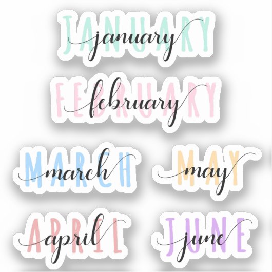 Layered Month Name Headers 1st Half (Jan to June) シール (正面)