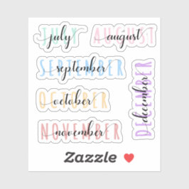Layered Month Name Headers 2nd Half (July to Dec) シール