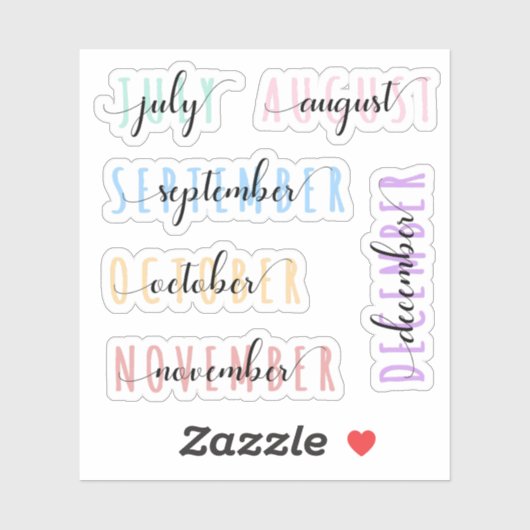 Layered Month Name Headers 2nd Half (July to Dec) シール (シート)