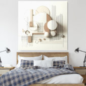 Layered Neutral 3D Geometry キャンバスプリント (インサイチュ (寝室))
