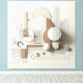 Layered Neutral 3D Geometry キャンバスプリント (インサイチュ (ウッドフロア))