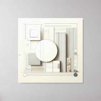 Layered Neutral Circle Grid キャンバスプリント