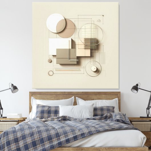 Layered Neutral Forms キャンバスプリント (インサイチュ (寝室))