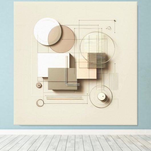 Layered Neutral Forms キャンバスプリント (インサイチュ (ウッドフロア))
