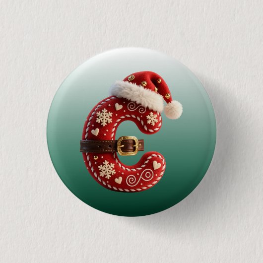 Layered Pastel Gold Trim Letter C 缶バッジ (正面)