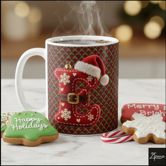 Layered Pastel Gold Trim Letter E コーヒーマグカップ